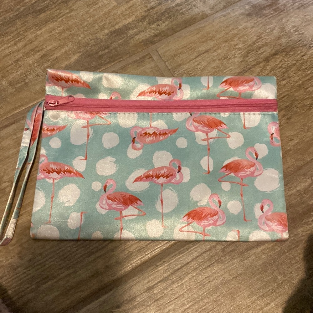 Super cute handmade Flamingo wristlet